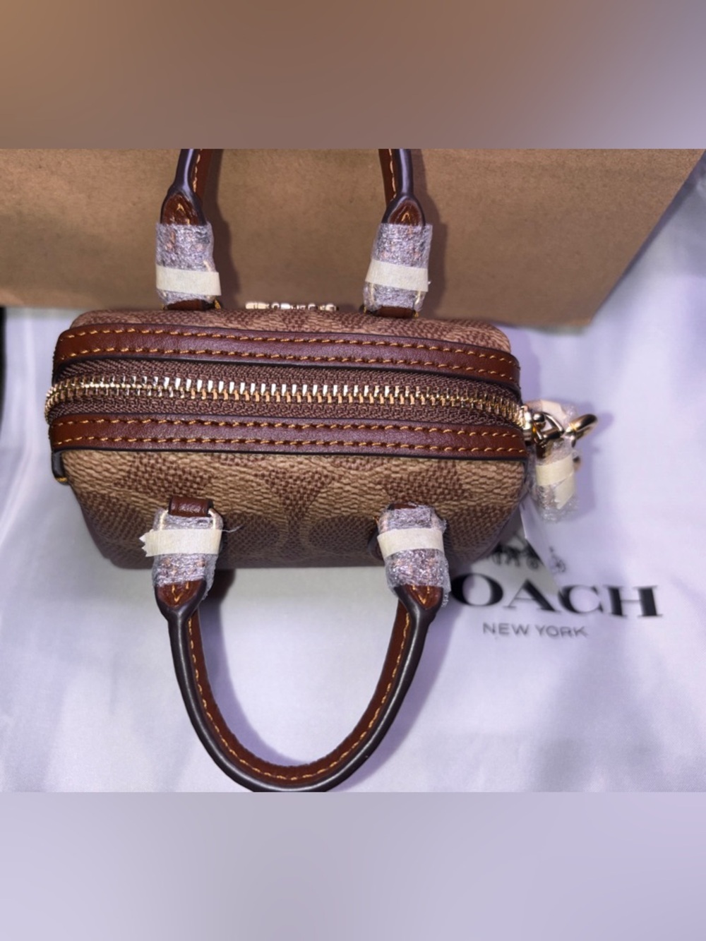 Coach Mini Rowan Bag Charm In Signature Canvas - Picture 9 of 10